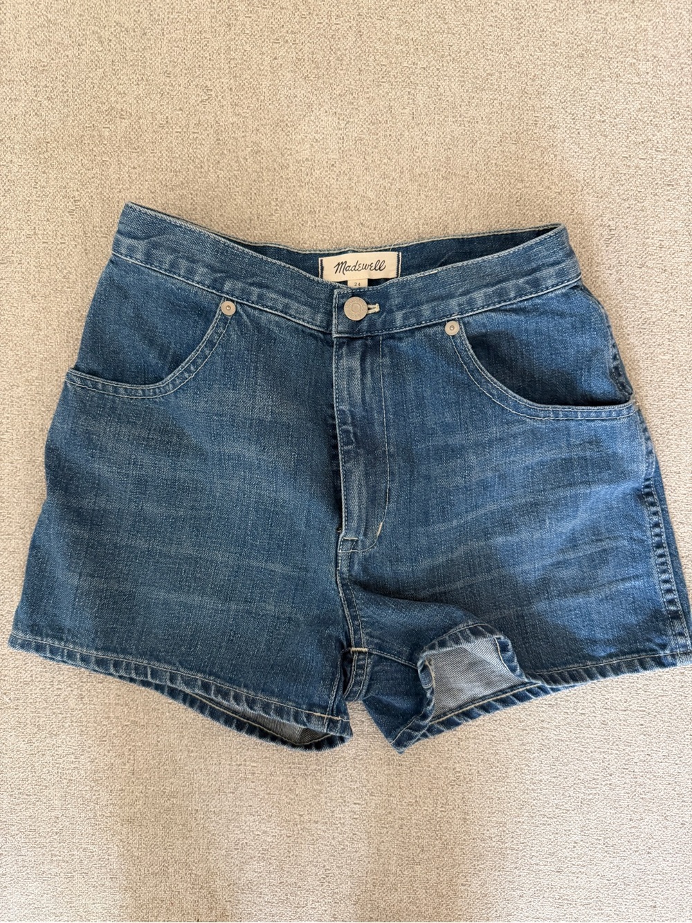 Madewell Dark Blue High-Rise Jean Shorts